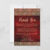 カスタム写真サンキューレッド金ゴールドレ素朴ース サンキューカード (正面)