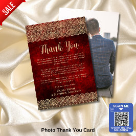 カスタム写真サンキューレッド金ゴールドレ素朴ース サンキューカード