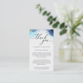 カスタム写真サンキュー青グラデーション金ゴールド エンクロージャーカード (スタンド正面)