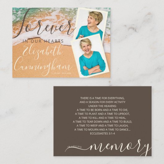 カスタム写真サンディ海ビーチ葬儀記念館 名刺 (正面/裏面)