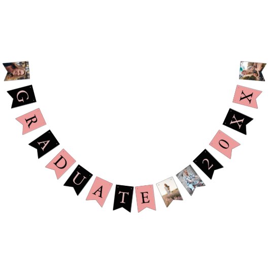 カスタム写真シックピンクブラック大学院  バンティングフラッグ (全)