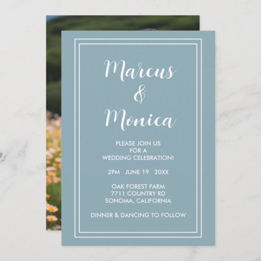 カスタム写真シンプルミニマルスウィート結婚ズ 招待状 (正面/裏面)