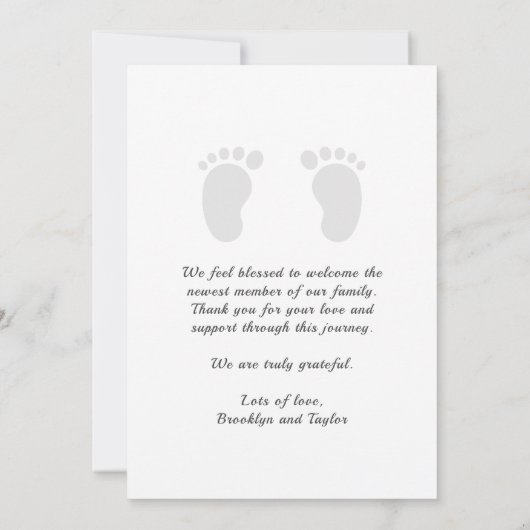 カスタム写真シンプル可愛い生まれたばかりのベビー誕生 案内状 (裏面)