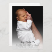 カスタム写真シンプル可愛い生まれたばかりのベビー誕生 案内状 (正面/裏面)