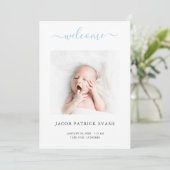 カスタム写真シンプルScriptモダン誕生の発表 案内状 (スタンド正面)