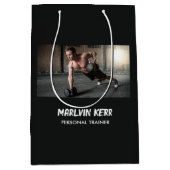 カスタム写真ジムビジネスグレー ミディアムペーパーバッグ (正面)