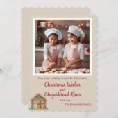 カスタム写真ジンジャーブレッドホリデーカード シーズンカード (正面/裏面)