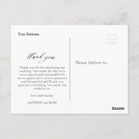 カスタム写真スタイリッシュスクリプ結婚トのユー ポストカード (裏面)