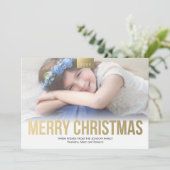 カスタム写真スタイリッシュ金ゴールドはっきりしたメリークリスマス シーズンカード (スタンド正面)
