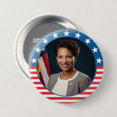 カスタム写真スター&ストライプポリテ縁どル 缶バッジ (正面&裏面)