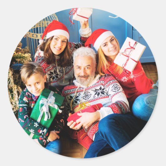 カスタム写真ステッカーパーソナライズされた写真家族 ラウンドシール (正面)