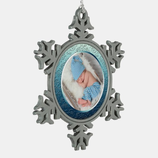 カスタム写真スノーフレークのクリスマスオーナメント スノーフレークピューターオーナメント (左)