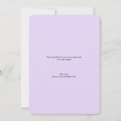 カスタム写真ソフトパープル赤ちゃんガールシャワー サンキューカード (裏面)