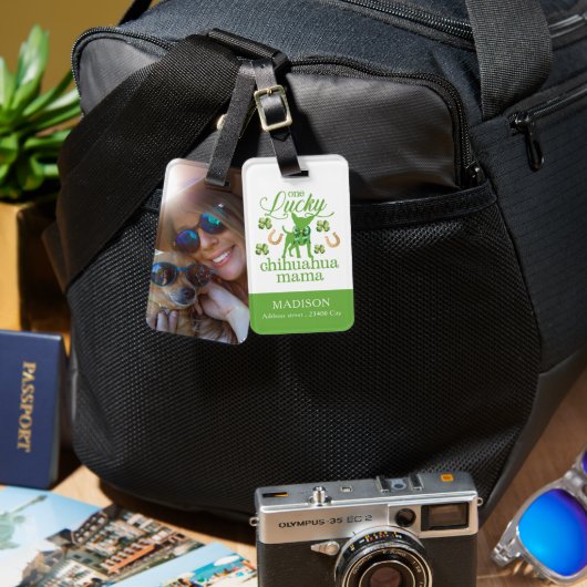 カスタム写真チワホアママ聖パトリックの日 ラゲッジタグ (正面&裏面)