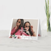 カスタム写真テキスト 花の幸せな母の日 ステップママ シーズンカード (正面)