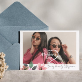 カスタム写真テキスト 花の幸せな母の日 ステップママ シーズンカード