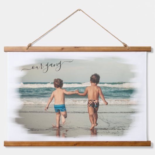 カスタム写真テンプレートのパーソナライズ集団文字 吊り下げ型タペストリー (正面)