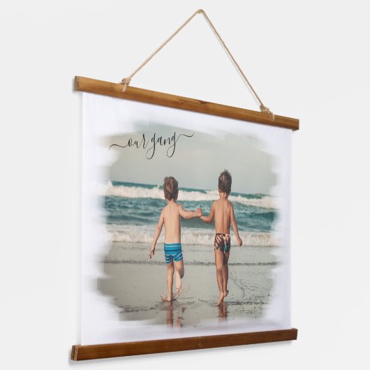 カスタム写真テンプレートのパーソナライズ集団文字 吊り下げ型タペストリー (傾斜あり)