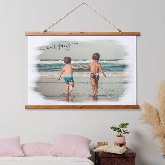 カスタム写真テンプレートのパーソナライズ集団文字 吊り下げ型タペストリー (寝室)