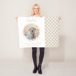 カスタム写真テンプレートオンベージュ&ポーズアンド文字 フリースブランケット