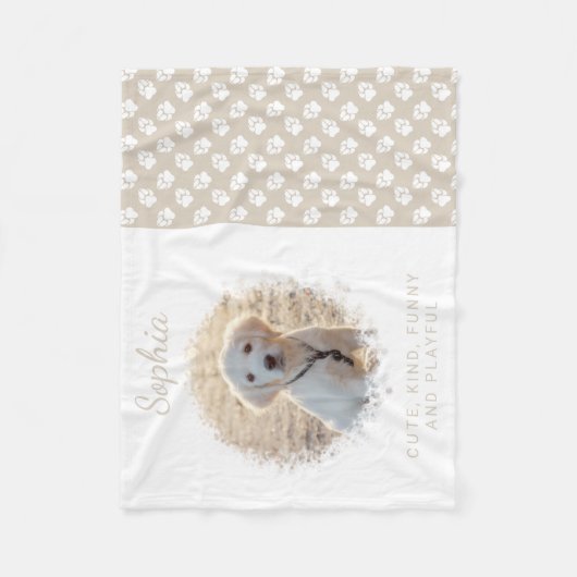 カスタム写真テンプレートオンベージュ&ポーズアンド文字 フリースブランケット (正面)