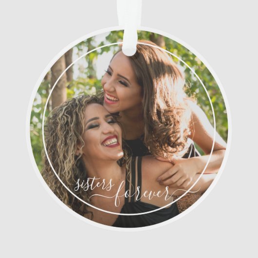 カスタム写真テンプレートパーソナライズされたシスターズフォーエバー オーナメント (裏面)