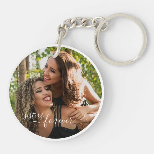 カスタム写真テンプレートパーソナライズされたシスターズフォーエバー キーホルダー (裏面)