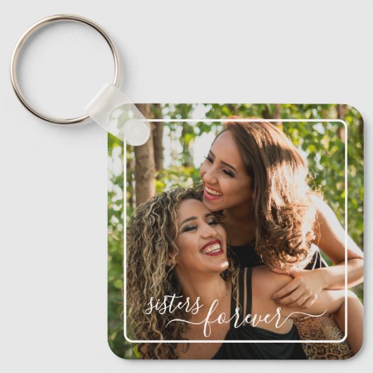 カスタム写真テンプレートパーソナライズされたシスターズフォーエバー キーホルダー (正面)