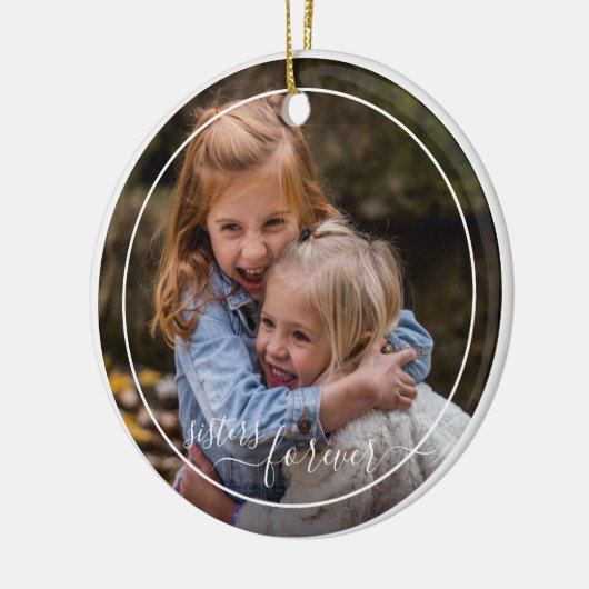 カスタム写真テンプレートパーソナライズされたシスターズフォーエバー セラミックオーナメント (左)