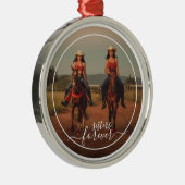 カスタム写真テンプレートパーソナライズされたシスターズフォーエバー メタルオーナメント (右)