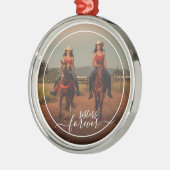 カスタム写真テンプレートパーソナライズされたシスターズフォーエバー メタルオーナメント (左)