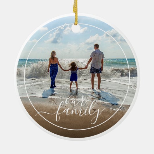 カスタム写真テンプレートパーソナライズされた私たちの家族文字 セラミックオーナメント (裏面)