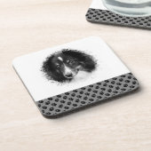 カスタム写真テンプレート&ブラックポーズオングレー コースター (左側)