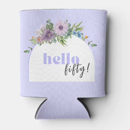 カスタム写真デリケート花模様50誕生日 缶クーラー (正面)