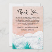 カスタム写真トロピカルコーストビーチ結婚式 サンキューカード (正面)