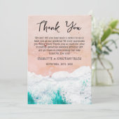 カスタム写真トロピカルコーストビーチ結婚式 サンキューカード (スタンド正面)