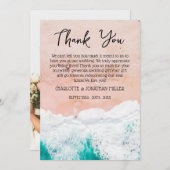 カスタム写真トロピカルコーストビーチ結婚式 サンキューカード (正面/裏面)
