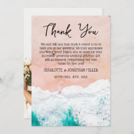 カスタム写真トロピカルコーストビーチ結婚式 サンキューカード