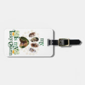 カスタム写真ドッグセントパトリックの日金ゴールドグリッター ラゲッジタグ (正面横)