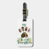 カスタム写真ドッグセントパトリックの日金ゴールドグリッター ラゲッジタグ (正面縦)