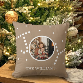カスタム写真ナチュラルブラウンクリスマスホリデー クッション