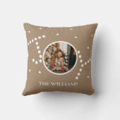 カスタム写真ナチュラルブラウンクリスマスホリデー クッション (裏面)