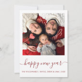 カスタム写真ハッピーニューイヤー暗赤色の脚本堀田 シーズンカード (正面)