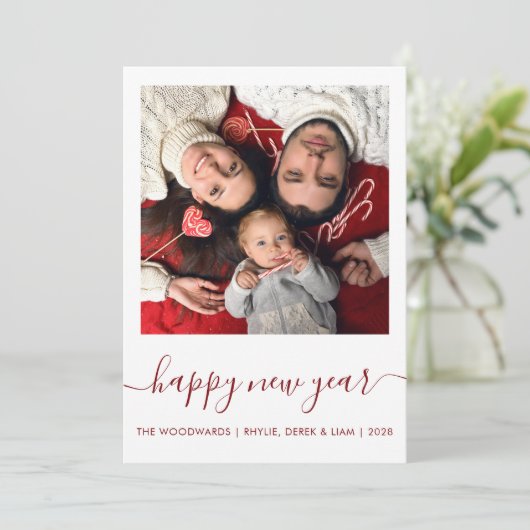 カスタム写真ハッピーニューイヤー暗赤色の脚本堀田 シーズンカード (スタンド正面)
