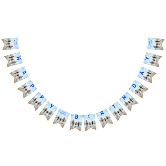 カスタム写真ハッピーバースデーバンティングのフラグと文字 バンティングフラッグ (全)