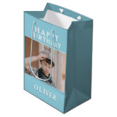 カスタム写真ハッピーバースデー ミディアムペーパーバッグ (正面アングル)
