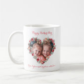 カスタム写真ハッピーマザーズ日ハートコーラルピンク コーヒーマグカップ (左)