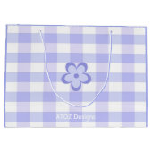 カスタム写真ハッピー17誕生日パープルブループレイド ラージペーパーバッグ (裏面)