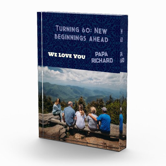 カスタム写真ハッピー60誕生日ギフト男性へ フォトブロック (右)