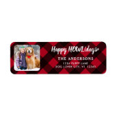 カスタム写真ハッピーHOWLidays赤バッファロープレイド ラベル (正面)